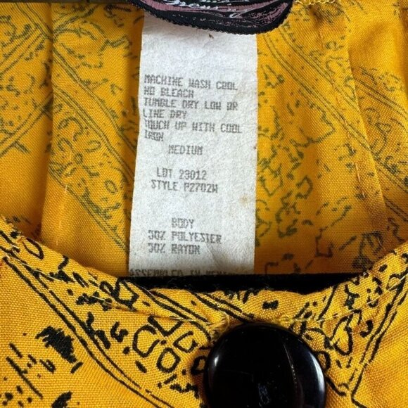 Vintage 80s California Happenings Button Up Shirt Yellow Funky Pattern Novelty M - Picture 6 of 7